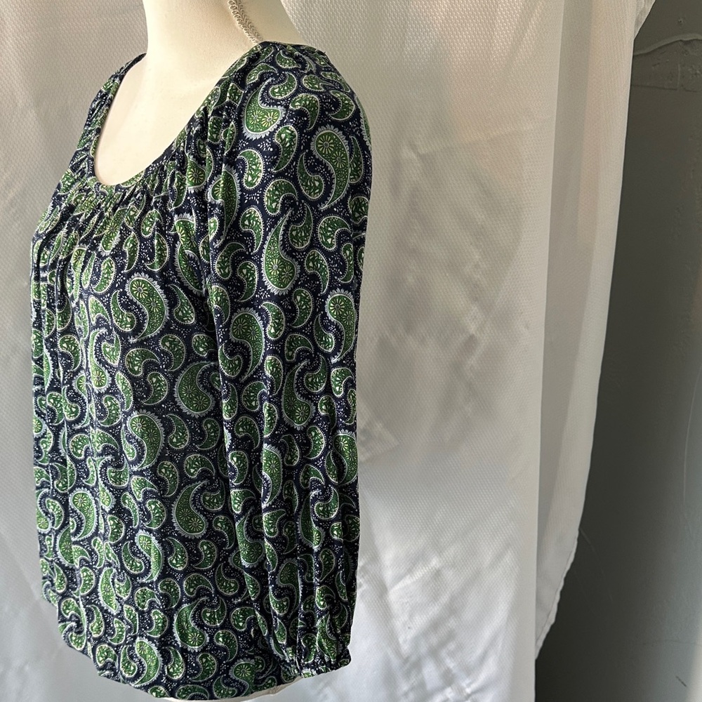 Michael Kors Green & Navy Paisley Print Blouse - Picture 4 of 8